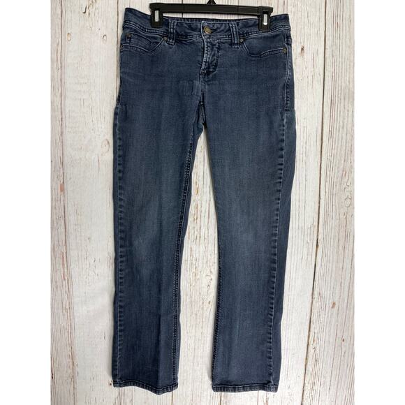 Faded Glory Slim Bootcut Jeans Size 6 Dark Blue Denim Low Rise Cotton PUCKERING - Picture 1 of 4